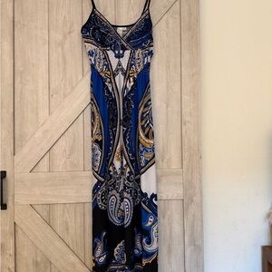 Emma & Michele Blue and Black Paisley Maxi Dress